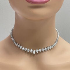 Beauvince Marquise Diamond Tennis Riviera Necklace in White Gold