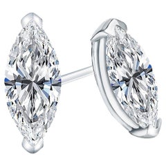 Beauvince Marquise Solitär-Ohrstecker (2,00 Karat G-H SI1 GIA Diamanten) aus Weißgold