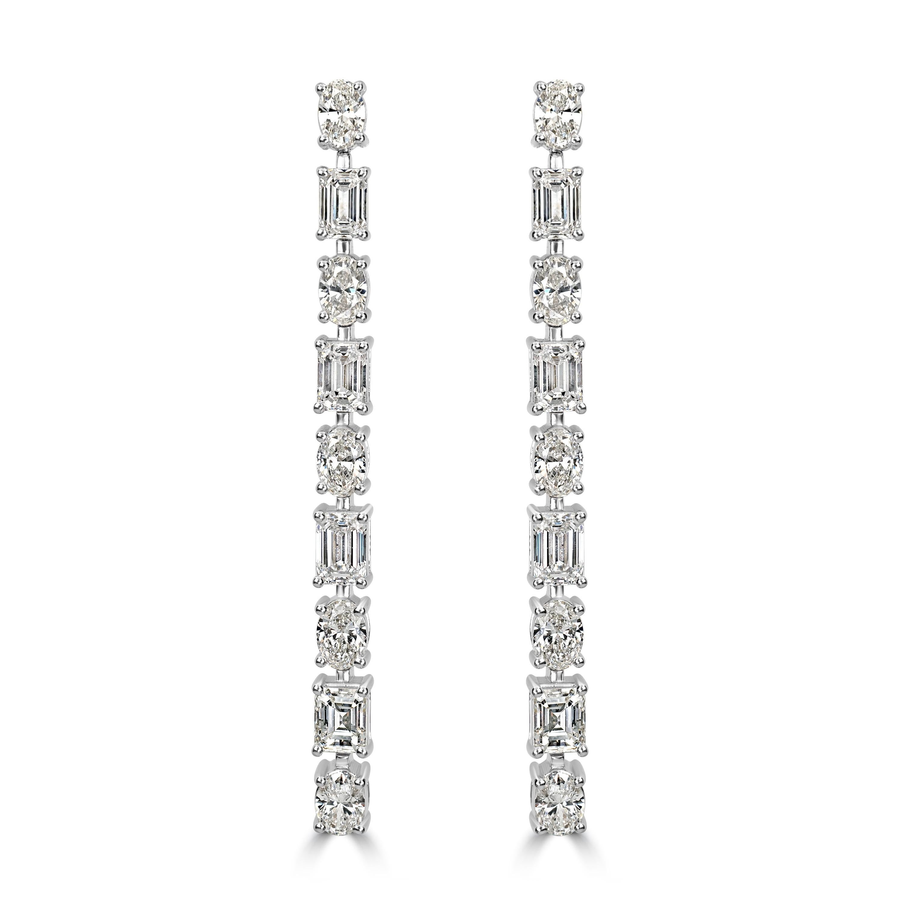 Contemporain Boucles d'oreilles Beauvince Linea (3,89 ct de diamants) en or blanc en vente