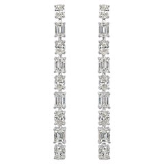 Beauvince Mixed Cut Linea Earrings (3.89 ct Diamonds) in White Gold