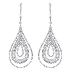 Beauvince Pear Drop Dangle Diamond Earrings in White Gold