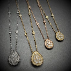 Beauvince Pear Drop Mini Diamond Pendant Necklace in Rose Gold