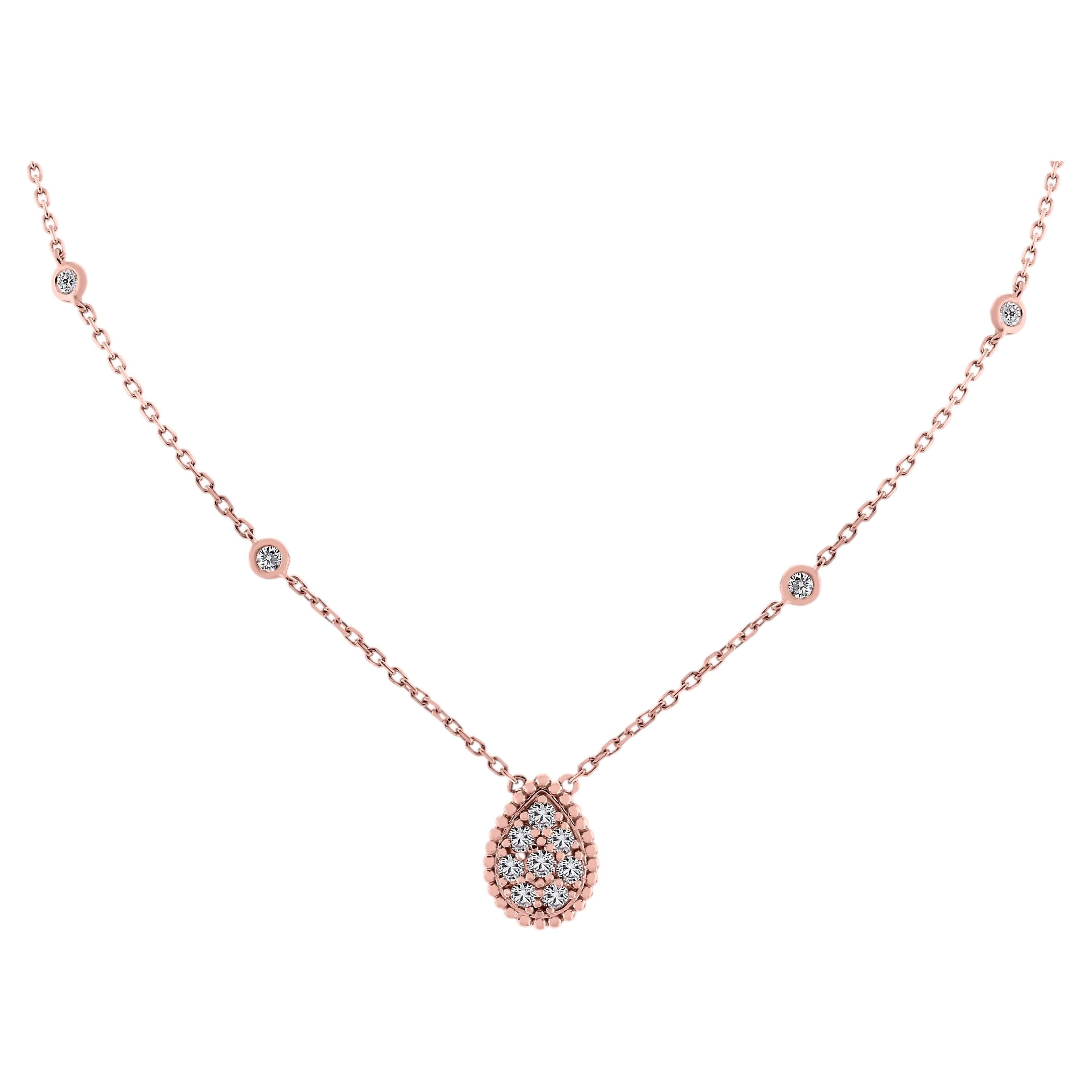 Collana Beauvince con ciondolo a goccia a forma di pera con mini diamanti, in oro rosa