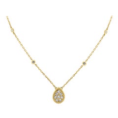 Beauvince Pear Drop Mini Diamond Pendant Necklace in Yellow Gold
