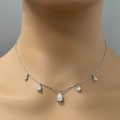 Beauvince Pear Shape Solitaire Pendant Necklace '2.95 ct Diamonds' in White Gold