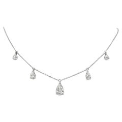 Beauvince Pear Shape Solitaire Pendant Necklace '2.95 ct Diamonds' in White Gold