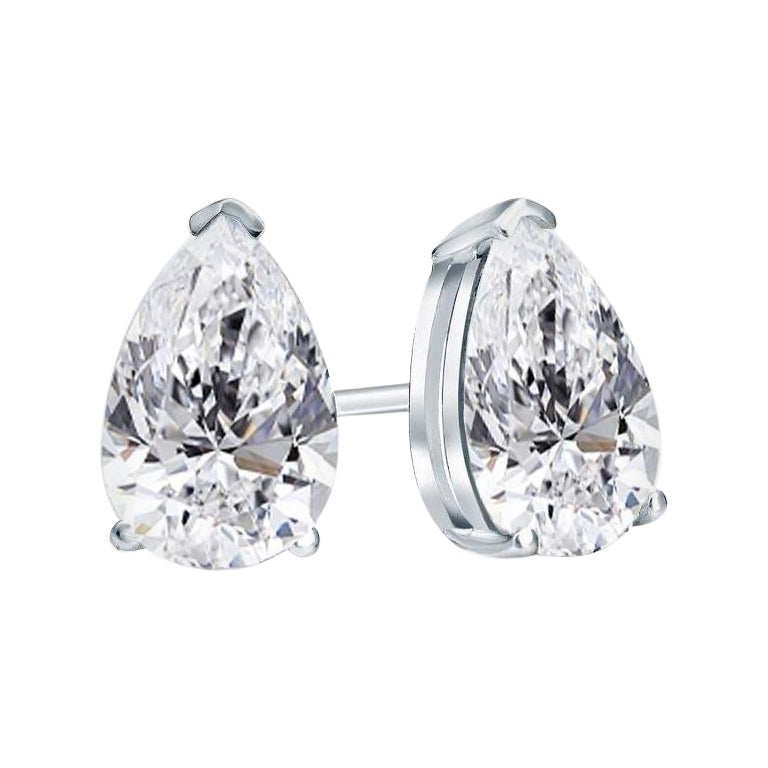 Beauvince clous solitaires en or blanc en forme de poire (2,00 carats H SI1 diamants GIA)