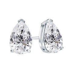 Beauvince clous solitaires en or blanc en forme de poire (2,00 carats H SI1 diamants GIA)