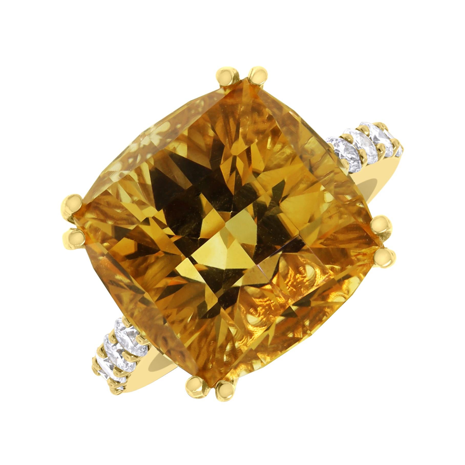 Beauvince Pot of Gold Citrine and Diamond Ring in Yellow Gold