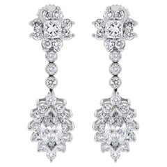 Beauvince Princess Diamond Earrings (5.98 ct Diamonds) in White Gold