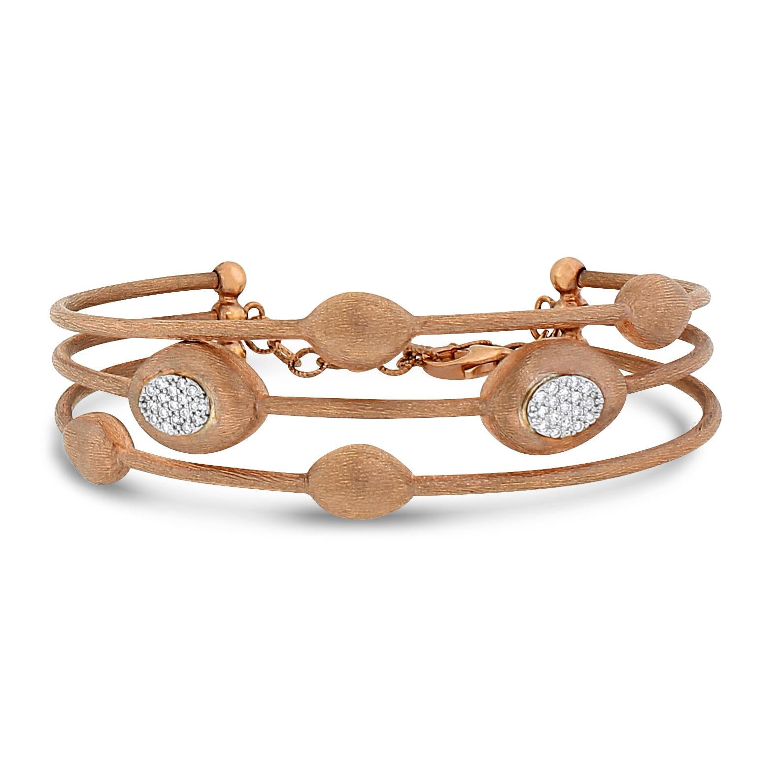Beauvince Pulse Satin Diamond Bangle '0,25 Carat Diamonds' in oro rosa In condizioni Nuovo in vendita a New York, NY