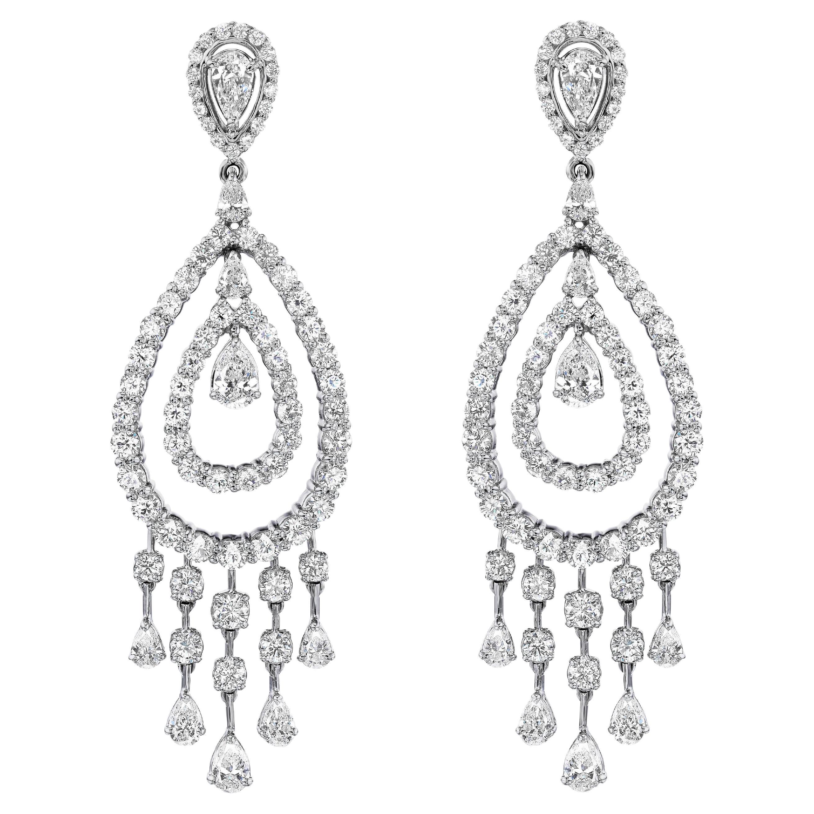Beauvince Rain Diamond Earrings '15.01 Ct Diamonds' in White Gold For Sale