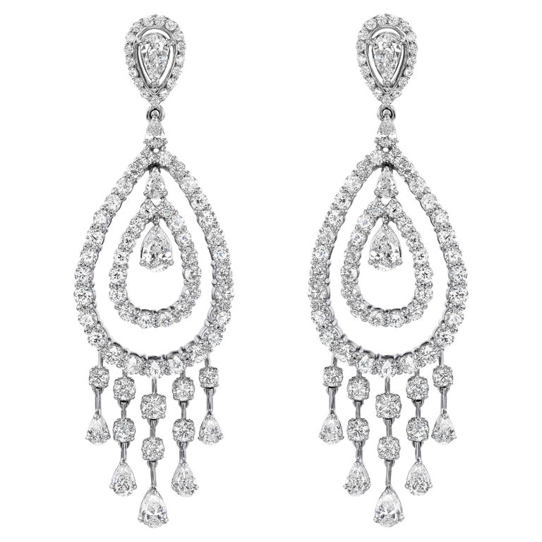 Beauvince Rain Diamond Earrings '15.01 Ct Diamonds' in White Gold For Sale