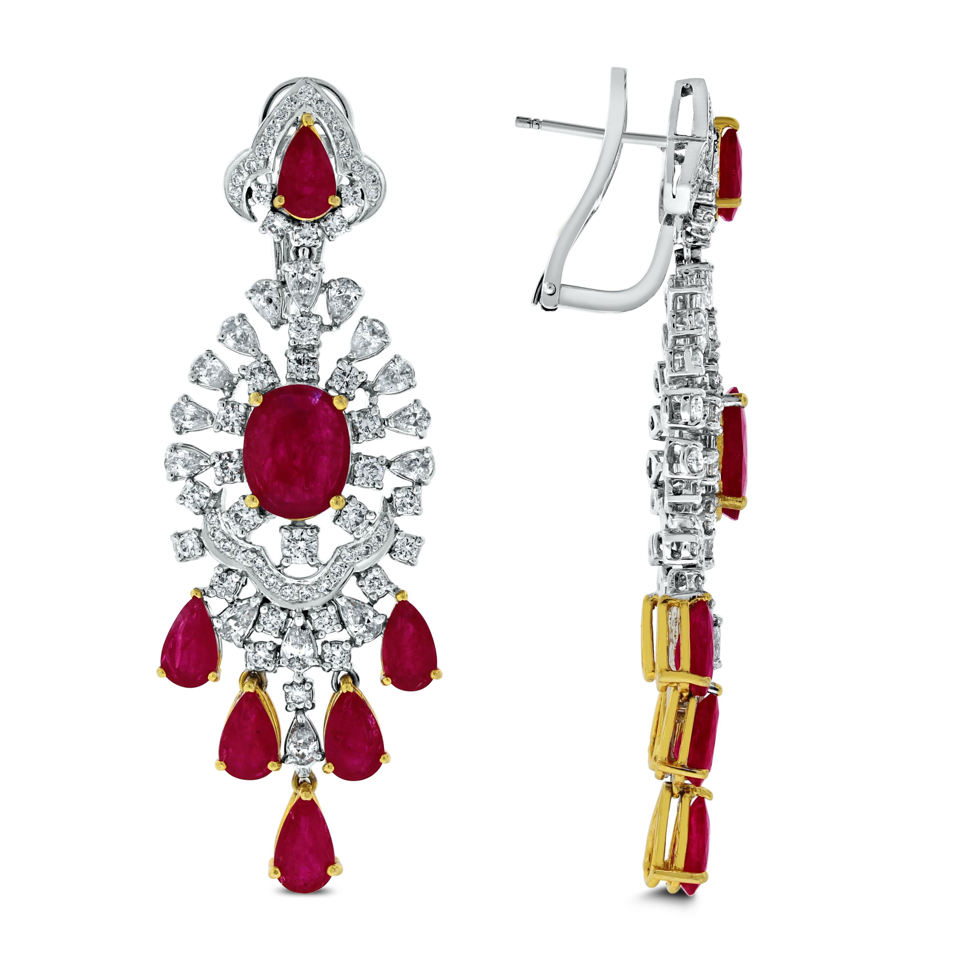Beauvince Ruby and Diamond Necklace and Earring Suite in White Gold 1