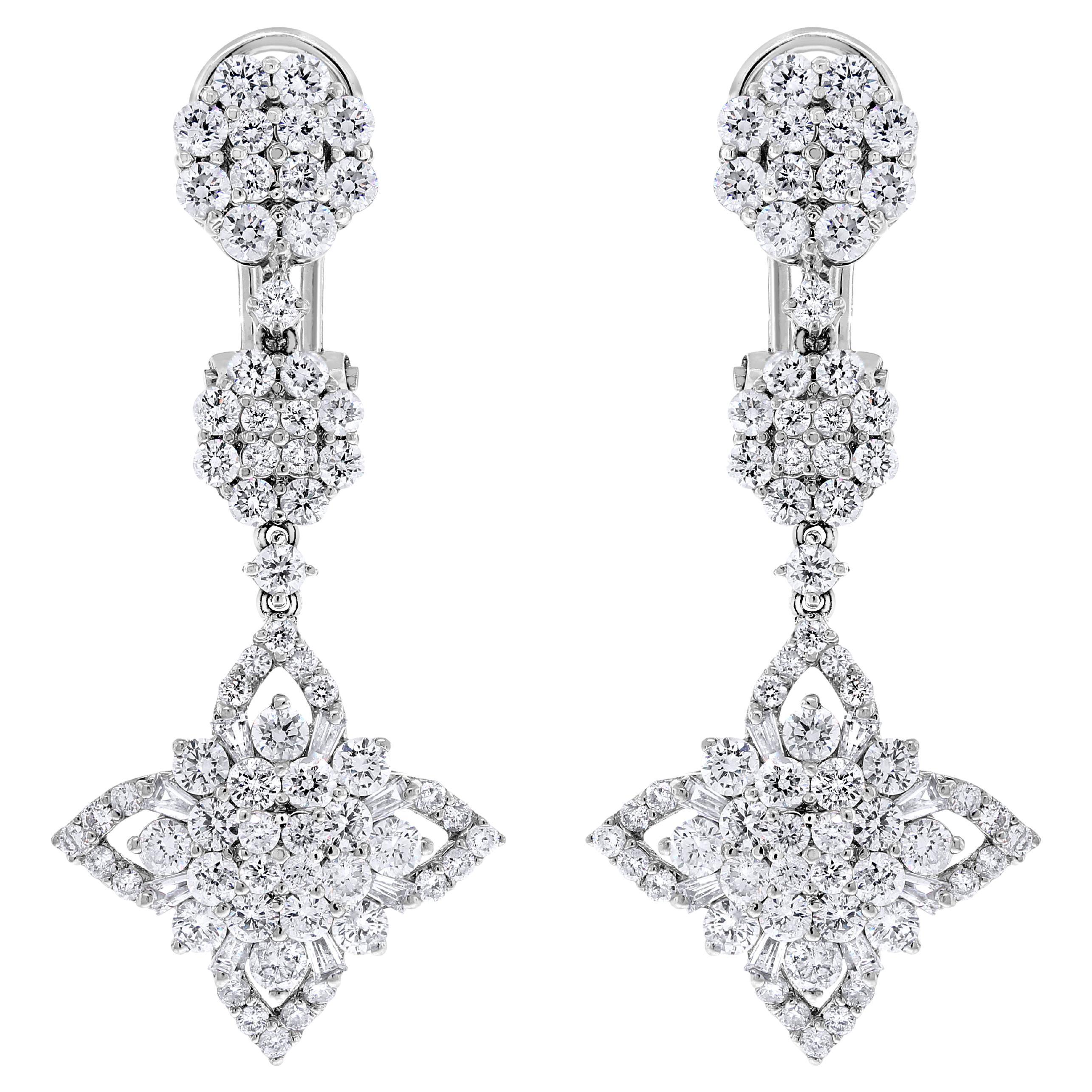 Beauvince Regina Diamond Earrings (3.48 ct Diamonds) in White Gold For Sale