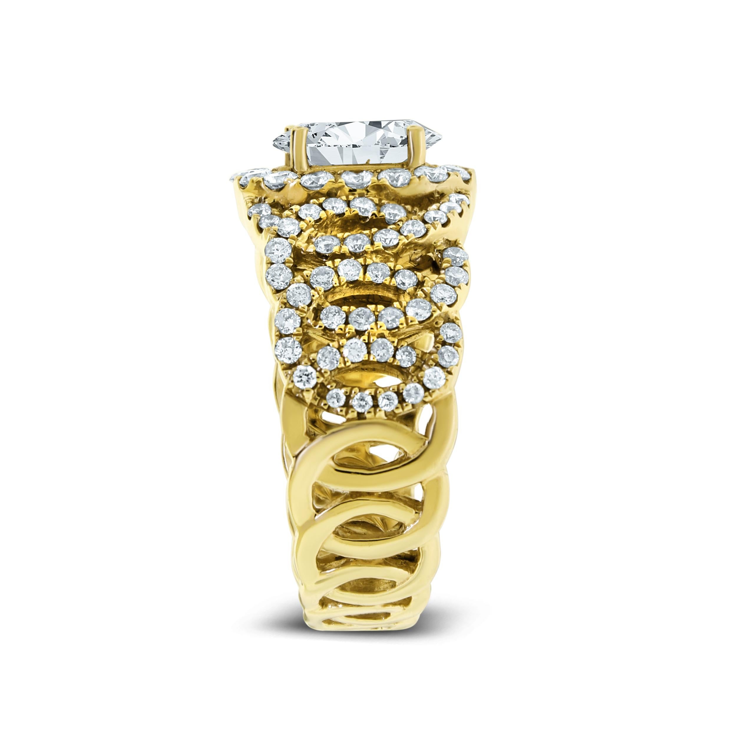 Women's or Men's Beauvince Ripples Engagement Ring, '1.05 Ct Oval KSI2 EGLUSA Diamond' in Gold For Sale