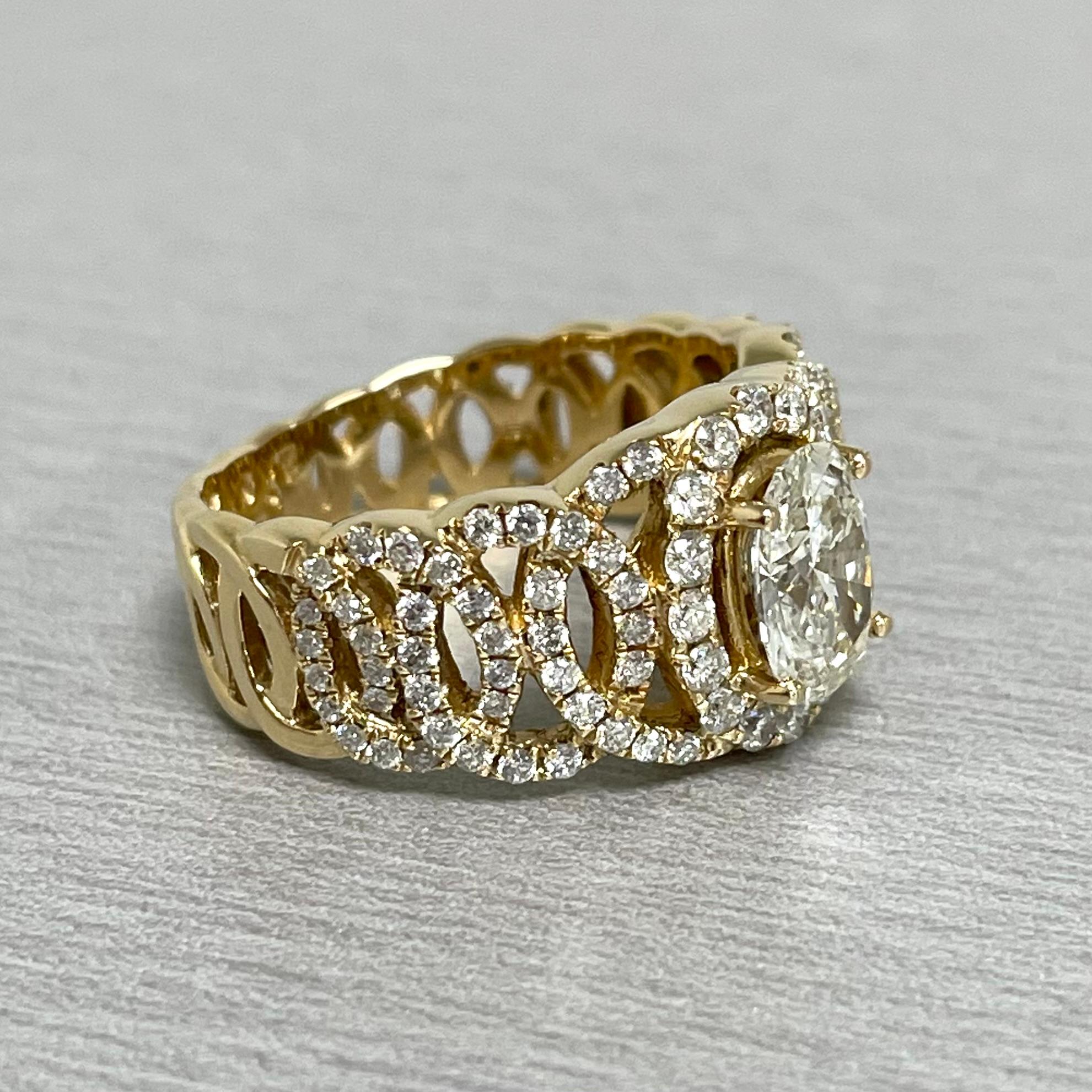 Beauvince Ripples Engagement Ring, '1.05 Ct Oval KSI2 EGLUSA Diamond' in Gold In New Condition For Sale In New York, NY