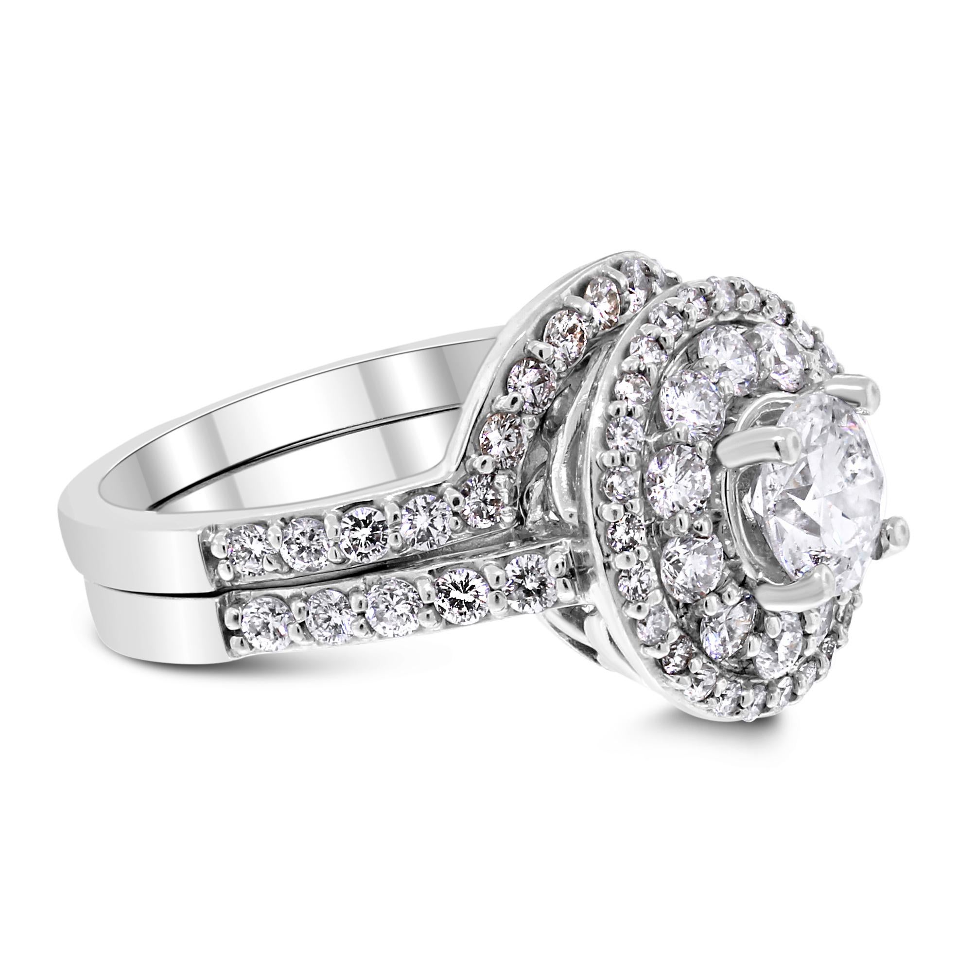 Women's or Men's Beauvince Ripples Engagement Ring Bridal Set in White Gold For Sale