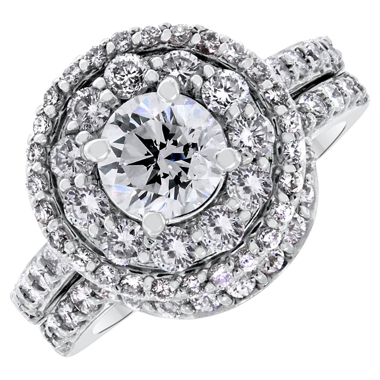 Beauvince Ripples Engagement Ring Bridal Set in White Gold