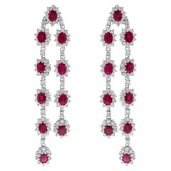 Beauvince Rosmarin Rubin Ohrringe (14,23 ct Rubine & Diamanten) in Weißgold
