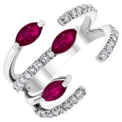 Beauvince Rosy Blooms Rubinring (1,04 Karat Rubine & Diamanten) aus Weißgold