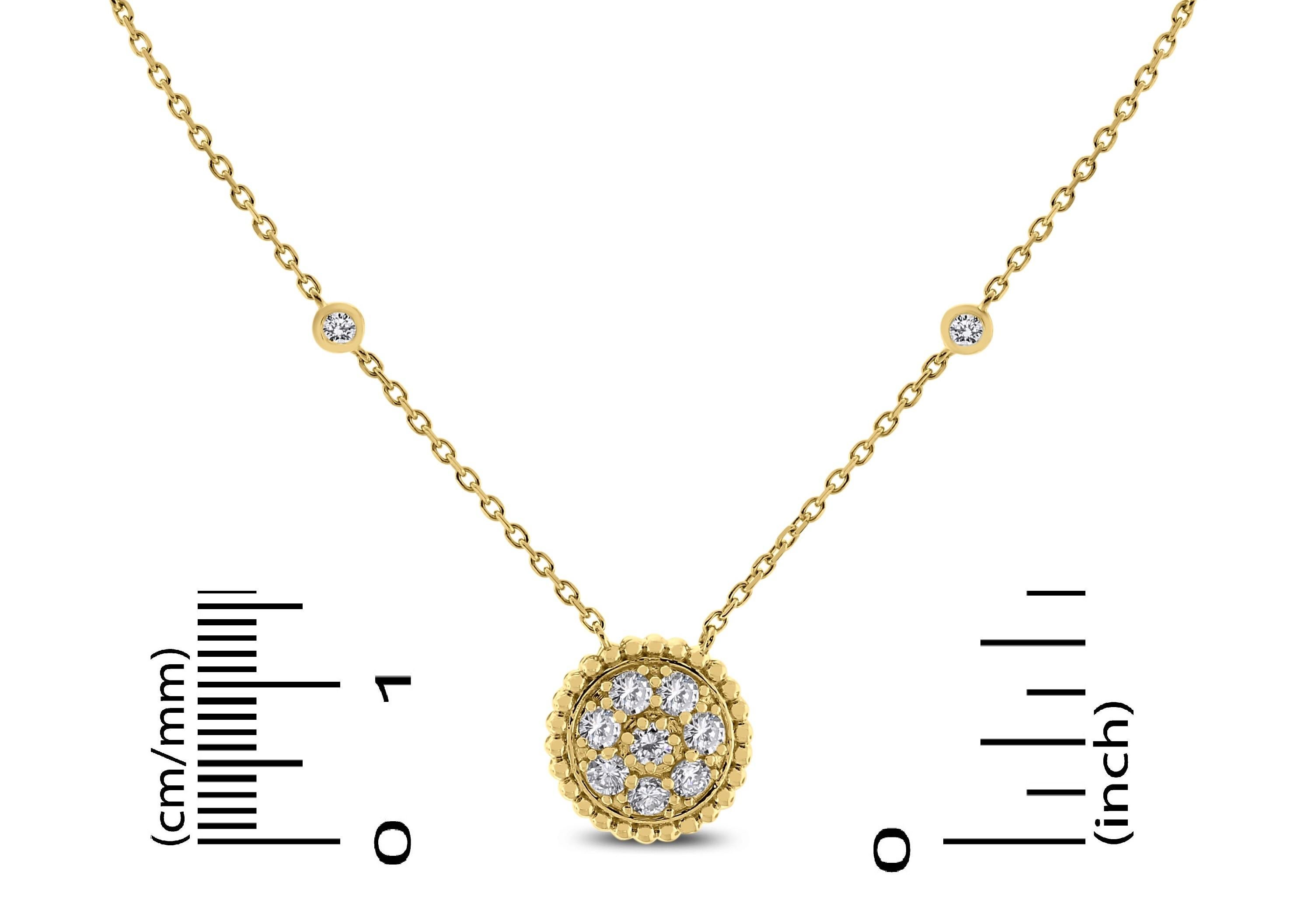 Contemporary Beauvince Round Diamond Pendant Necklace in Yellow Gold