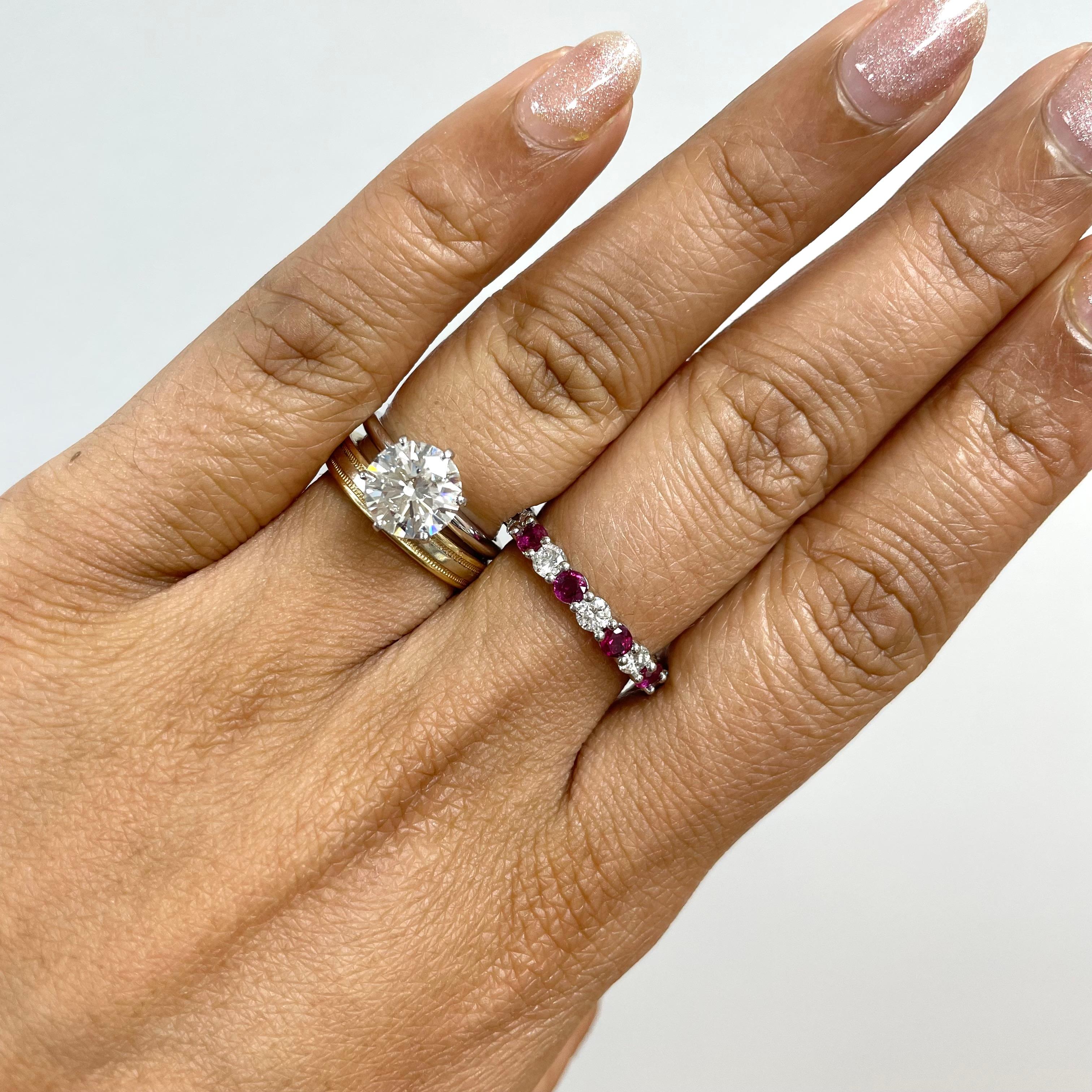 Round Cut Beauvince Ruby & Diamond Almost Eternity Band '2.34ct Gemstones' in Platinum