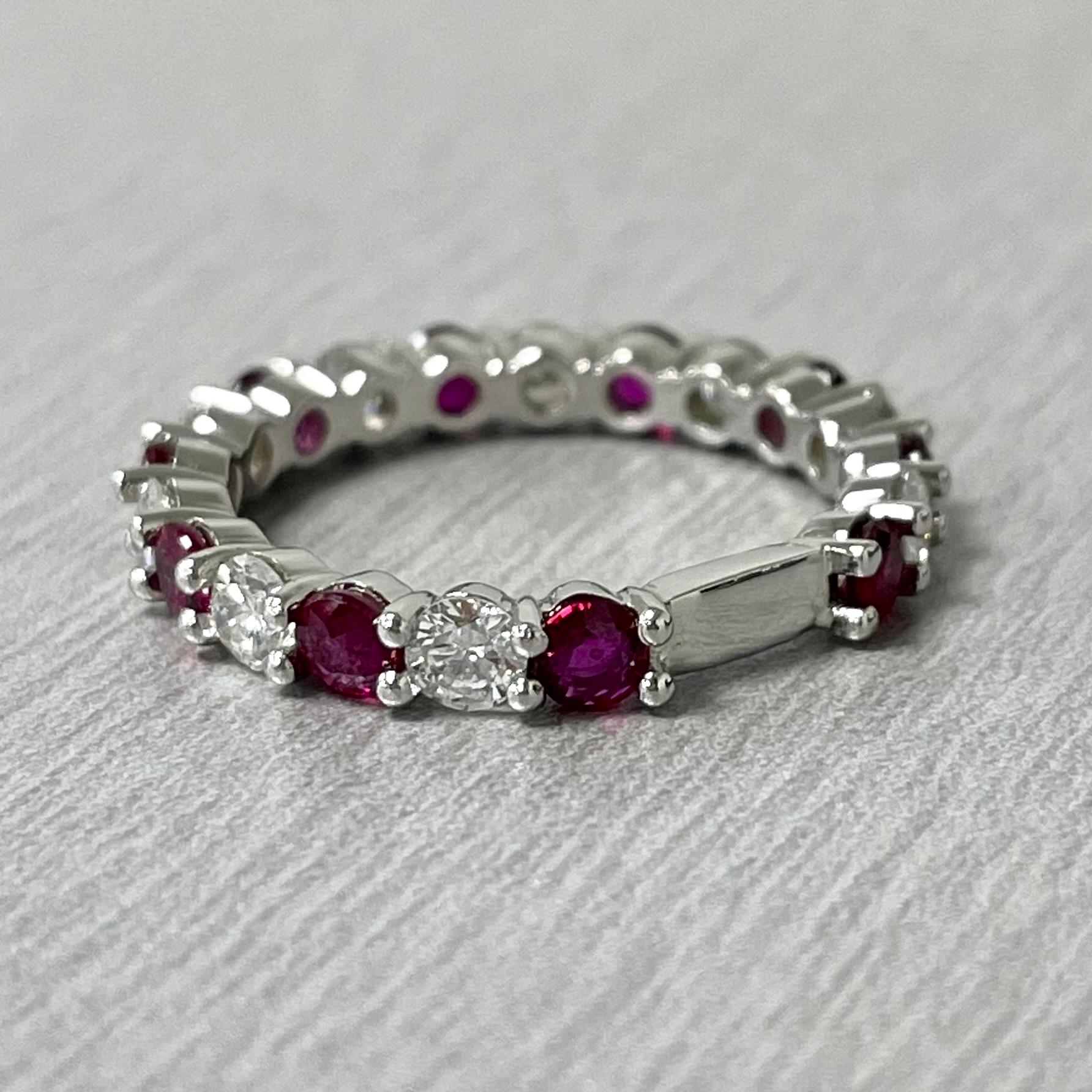 Beauvince Ruby & Diamond Almost Eternity Band '2.34ct Gemstones' in Platinum In New Condition In New York, NY