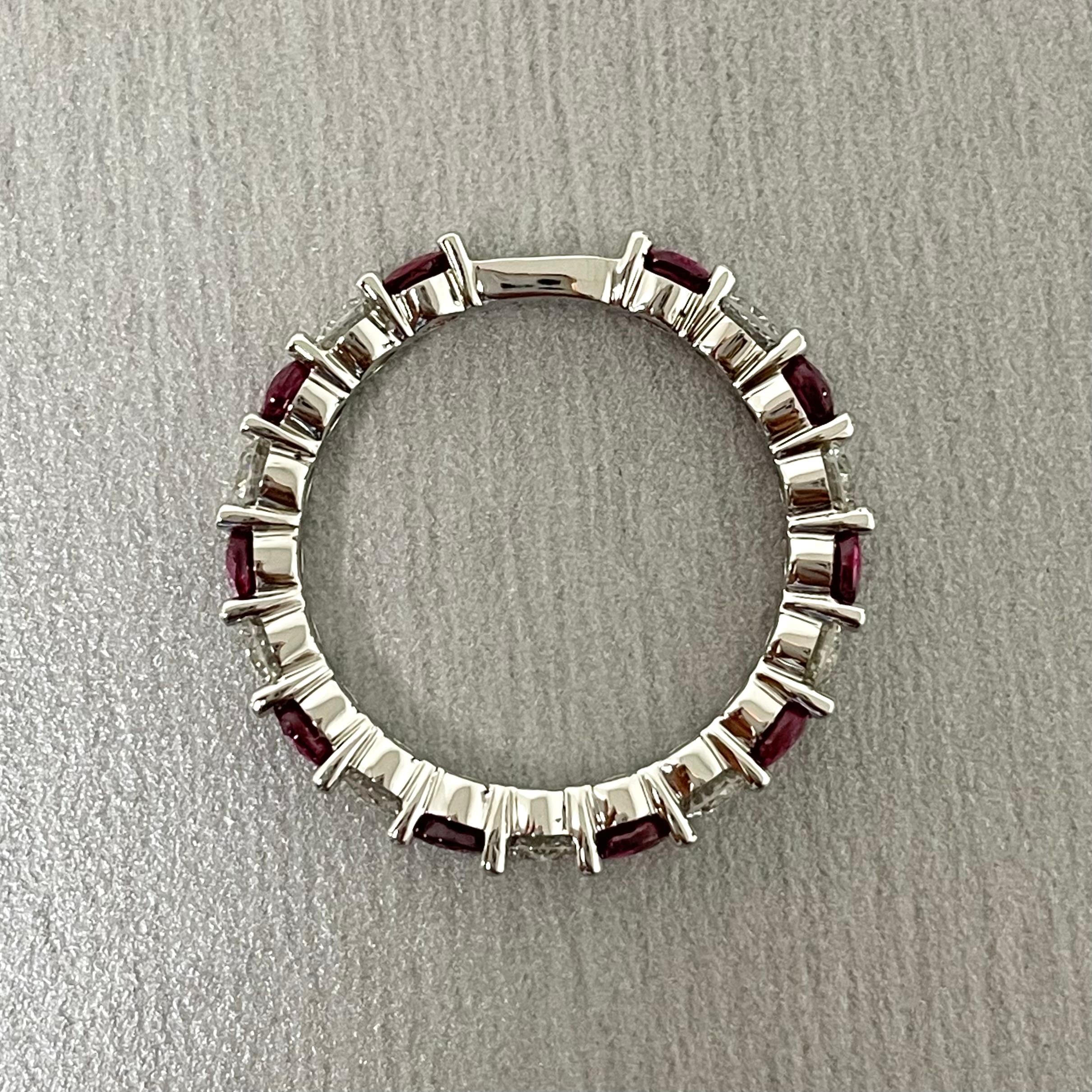 Beauvince Ruby & Diamond Almost Eternity Band '2.34ct Gemstones' in Platinum 1