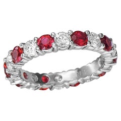 Beauvince Ruby & Diamond Almost Eternity Band '2.34ct Gemstones' in Platinum