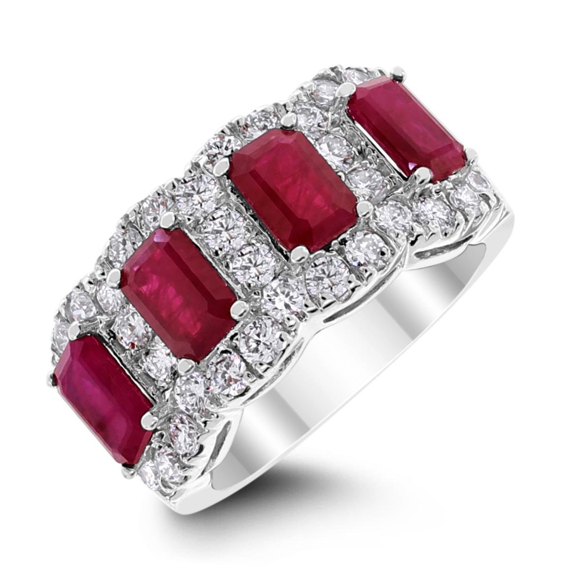 Featuring deep red Rubies the Halo Cigar Band is a bold statement piece perfect for bringing attention to the hands of the power person its made for. The gem quality rubies create a stunning luscious contrast to the brilliance of the white diamonds