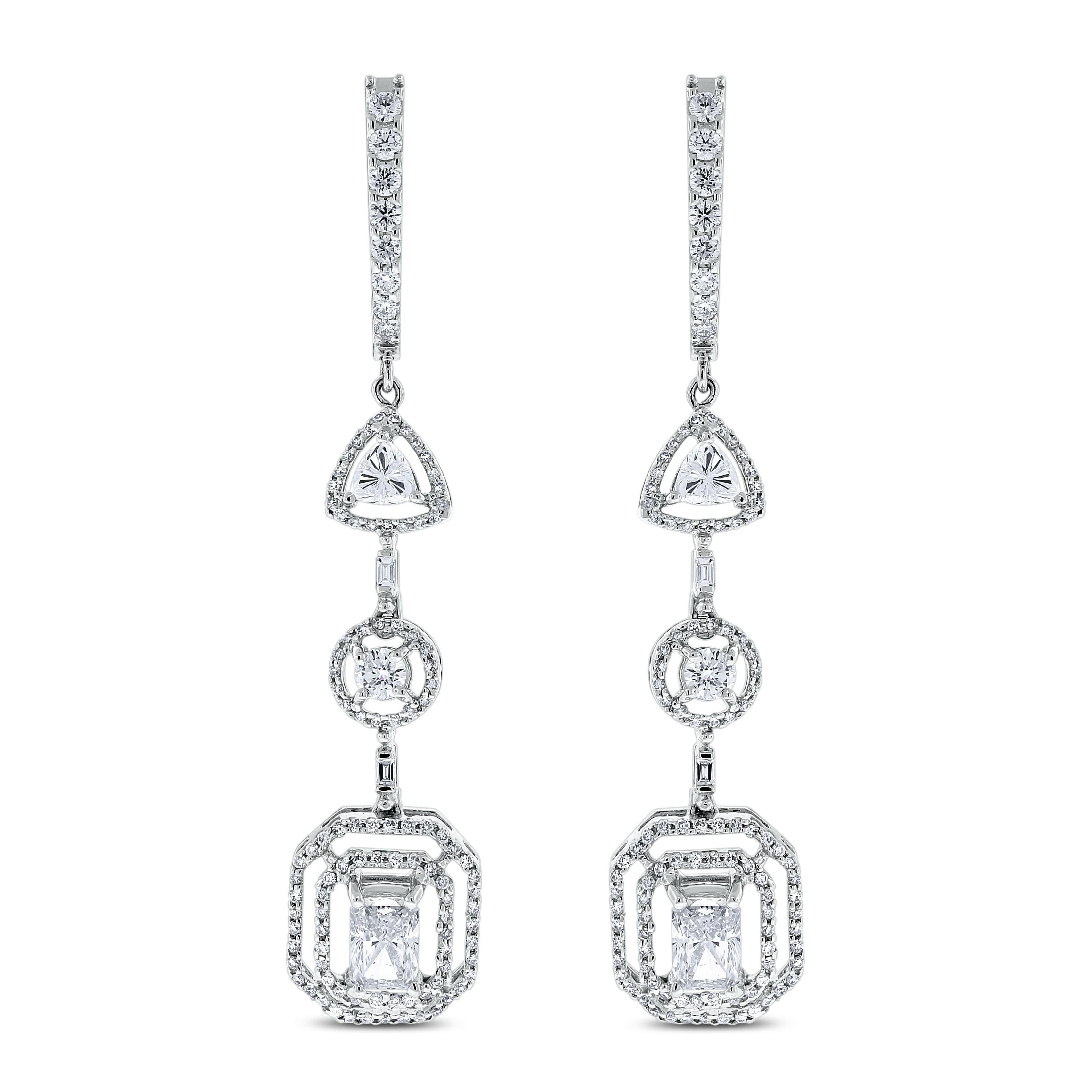 Beauvince Collier solitaire à plusieurs rangs en or blanc avec halo de diamants et diamants Unisexe en vente