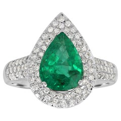 Beauvince Sara Ring (2.29 ct Emerald & Diamonds) in White Gold