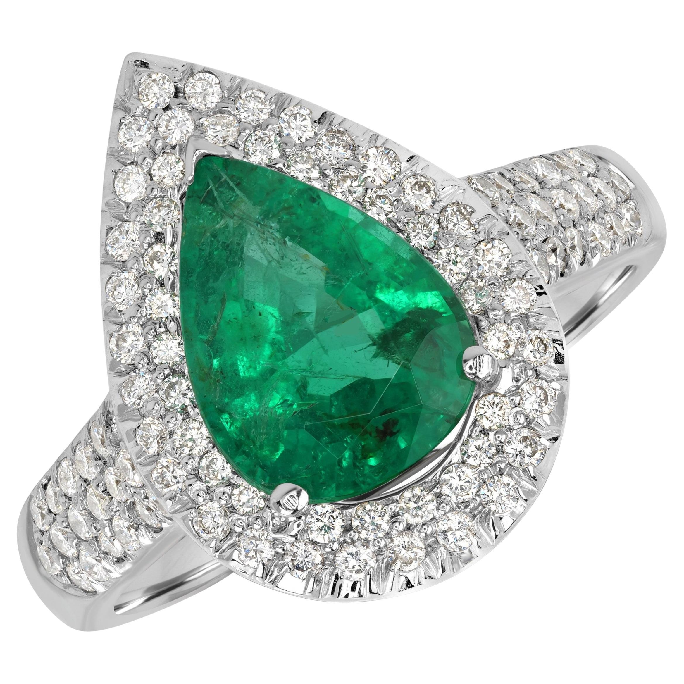 Bague Sara Beauvince (2,29 ct émeraude et diamants) en or blanc