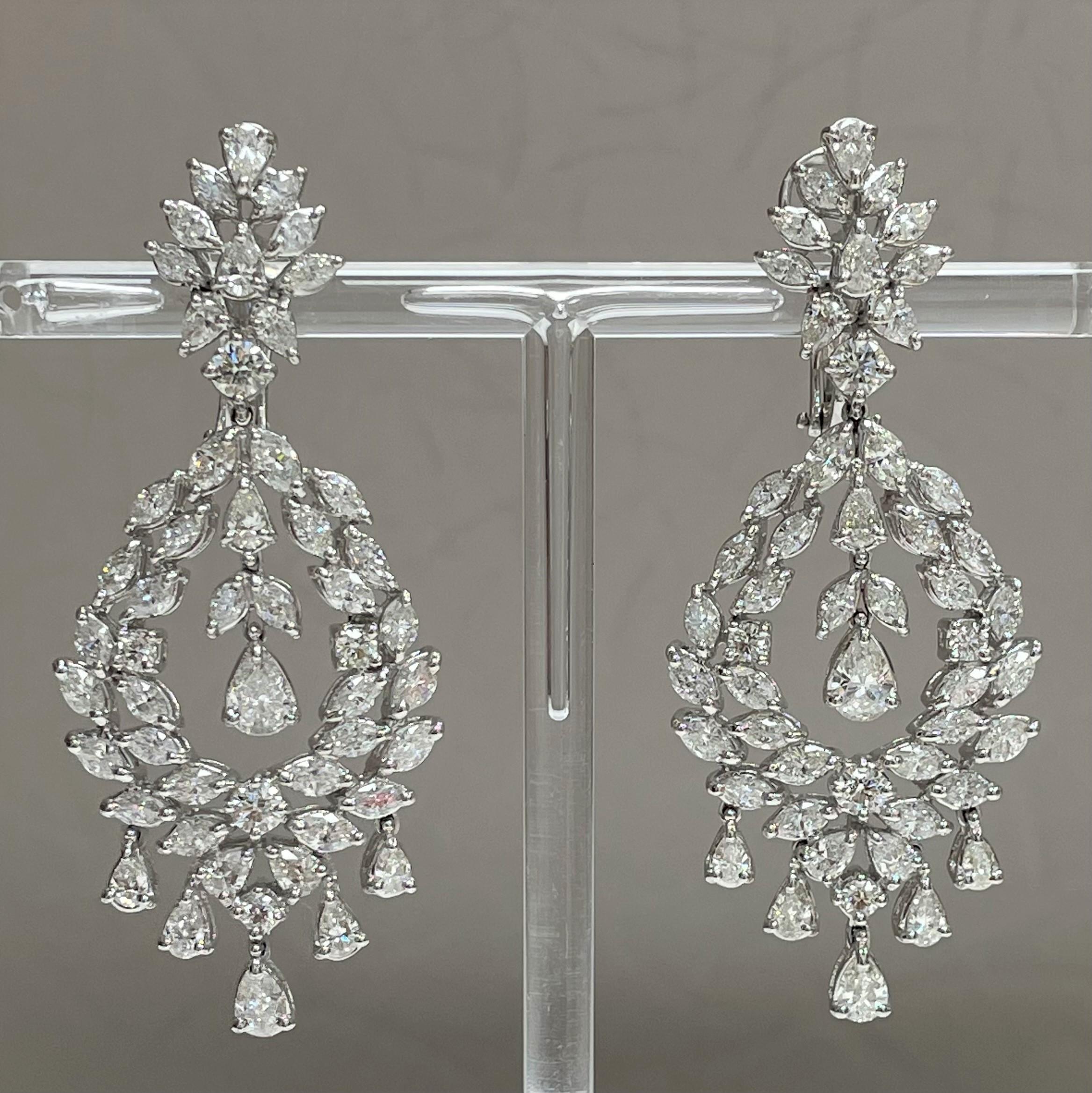 Marquise Cut Beauvince Selin Chandelier Earrings '11.18 Ct Diamonds' in White Gold For Sale