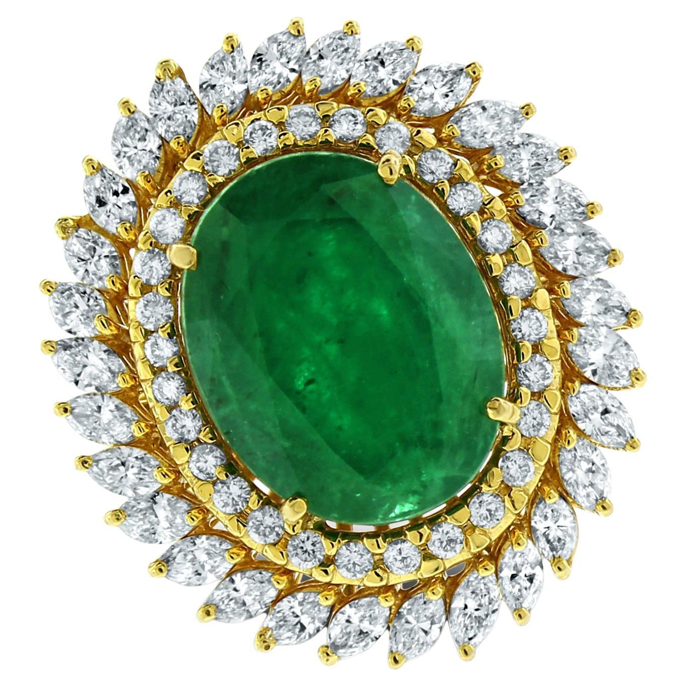 Beauvince Shanaya Emerald & Diamond Cocktail Ring '8.40 ct Emerald' in Gold