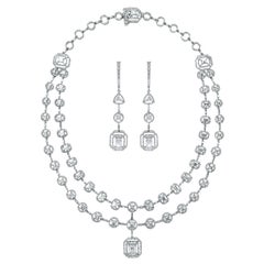 Beauvince Solitaire Diamond Necklace and Earring Suite in White Gold
