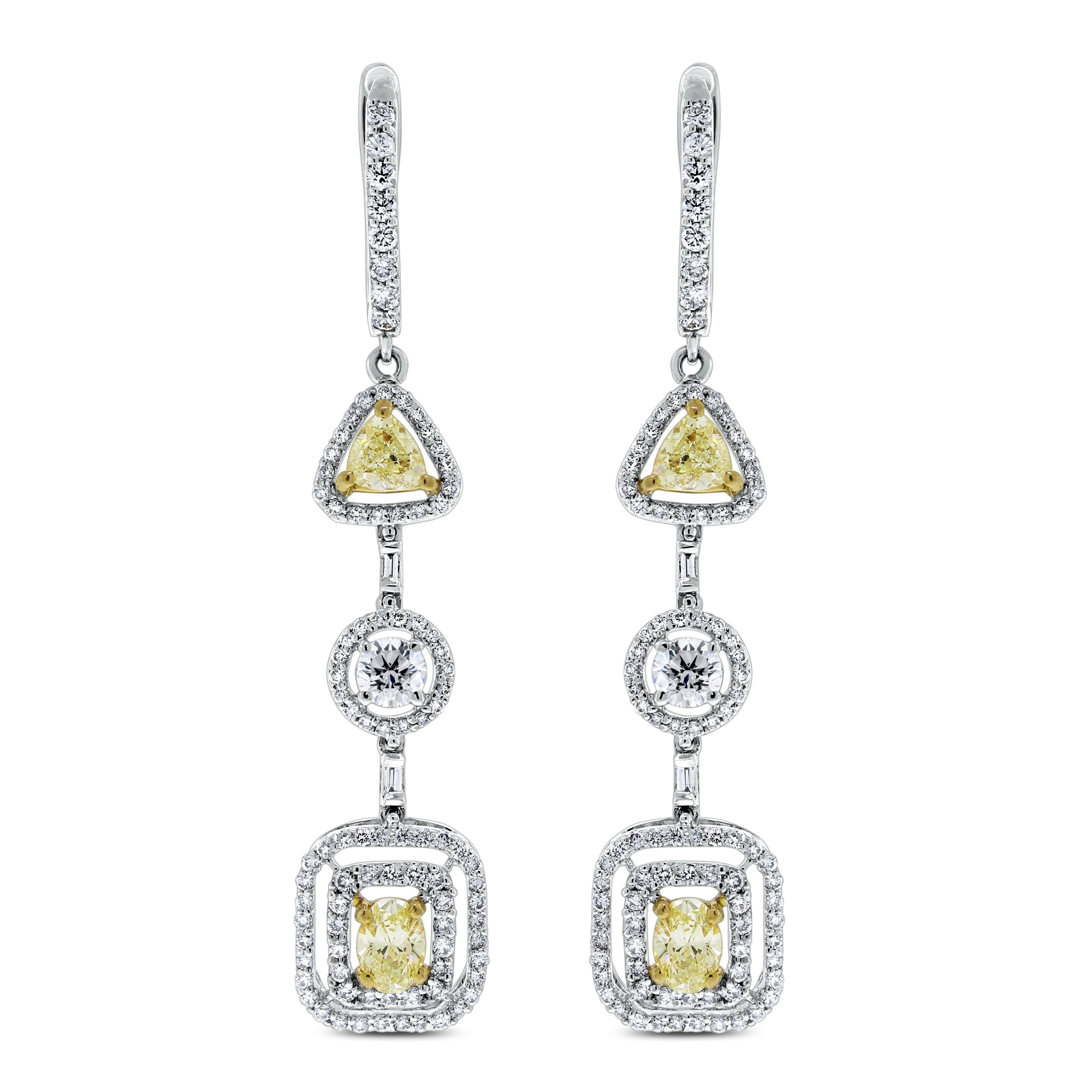Mehrreihige Halskette von Beauvince aus Weißgold mit gelben und weißen Diamanten im Angebot 1