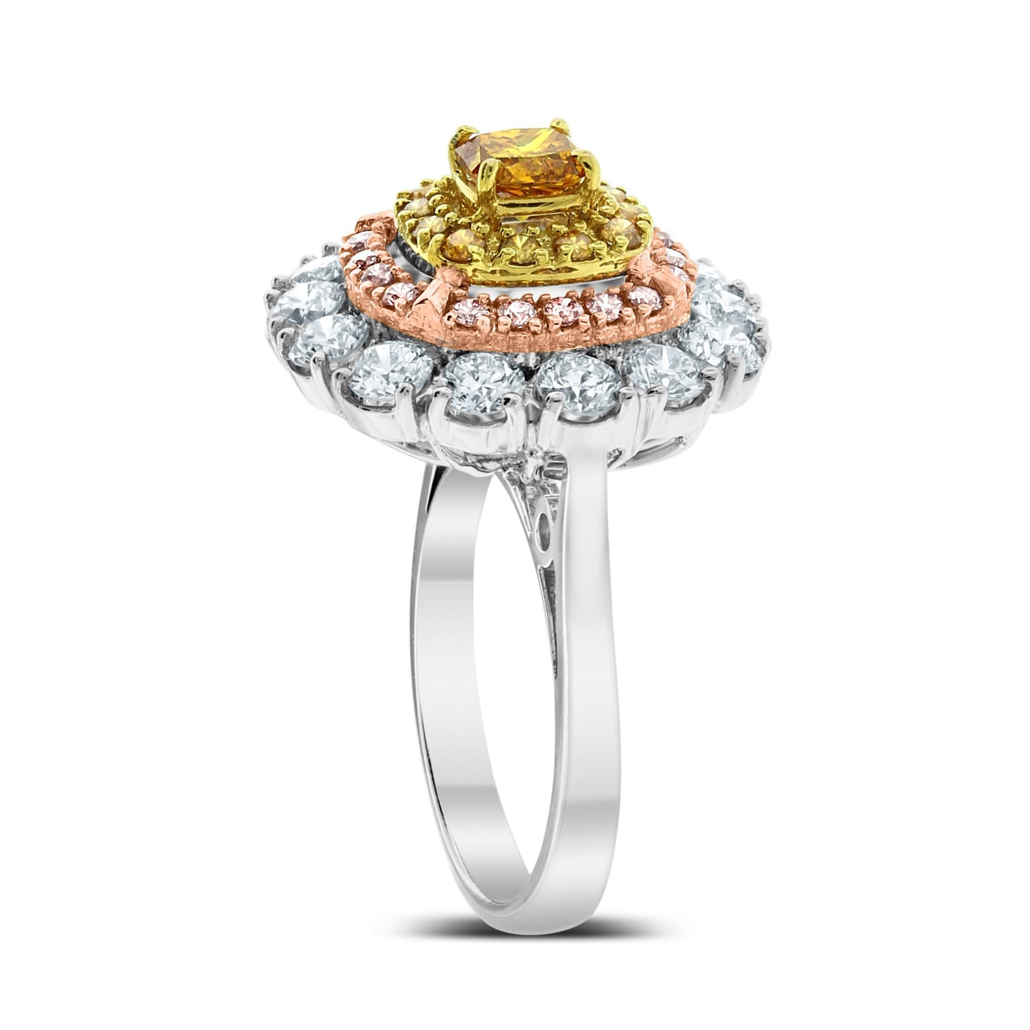 Women's or Men's Beauvince Sun Diamond Cocktail Ring '2.58 ct Diamonds' in Gold For Sale