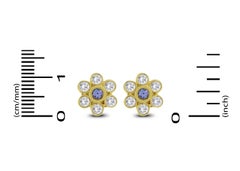 Beauvince Tanzanite & Diamond Ear Flowers in Yellow Gold
