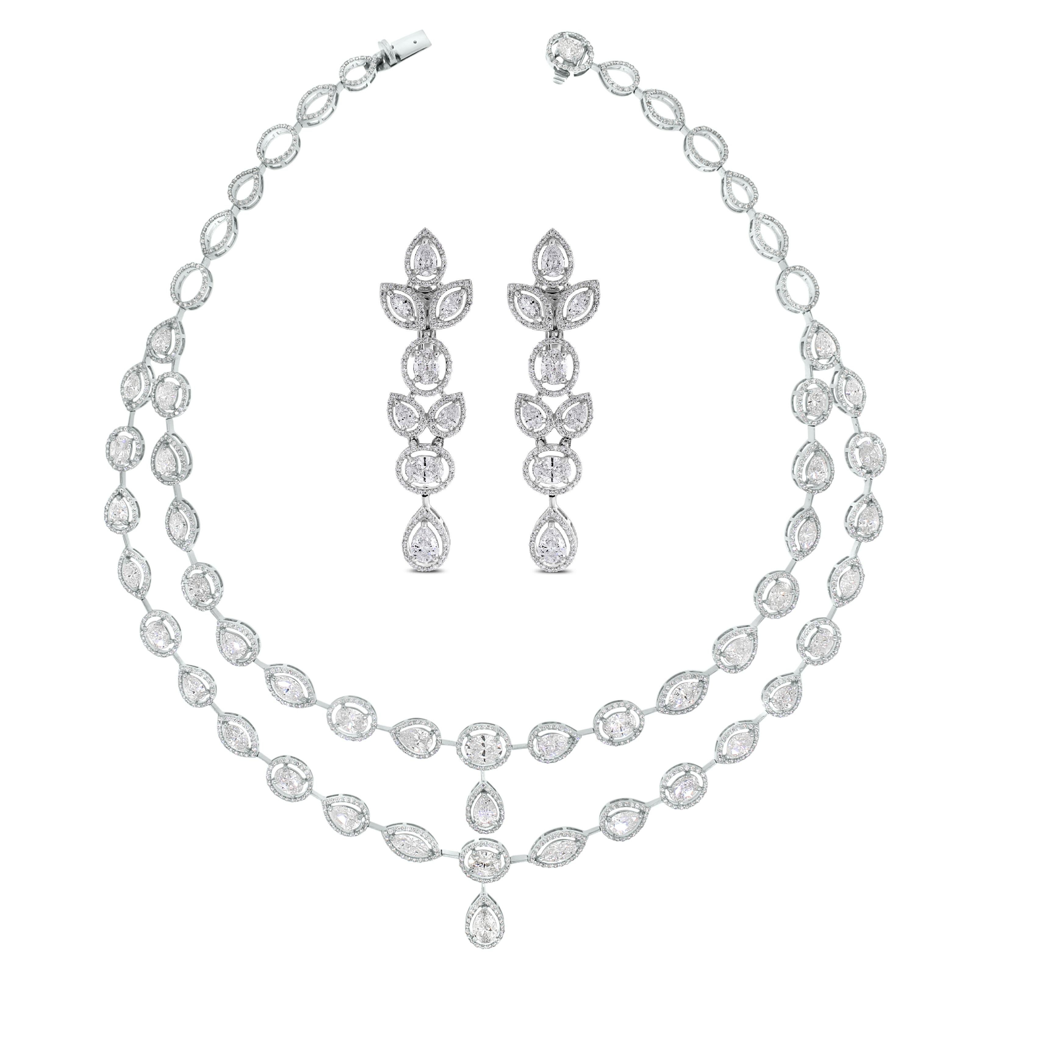 Contemporary Beauvince Tara Diamond Necklace in White Gold For Sale