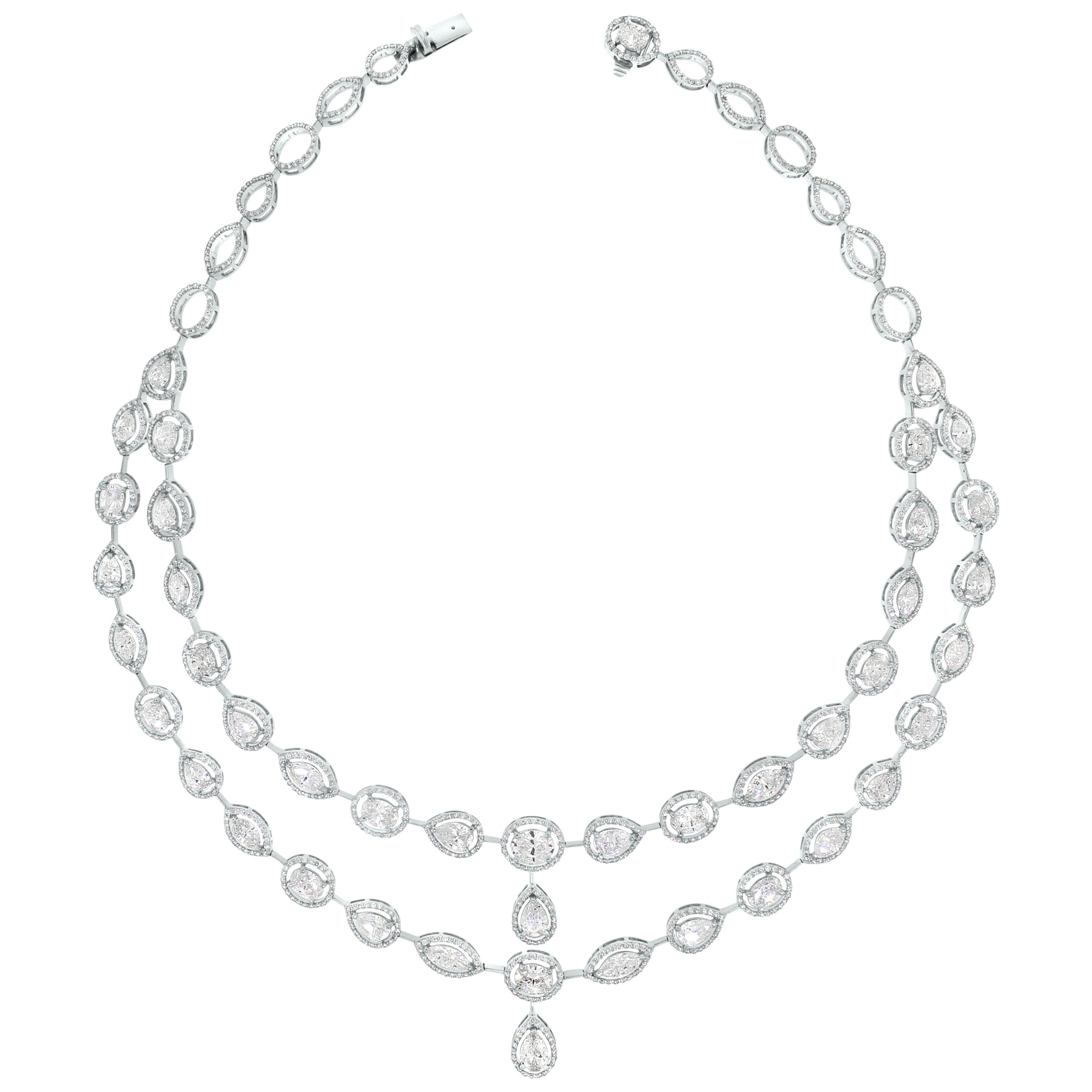 Beauvince Tara Diamond Necklace in White Gold For Sale