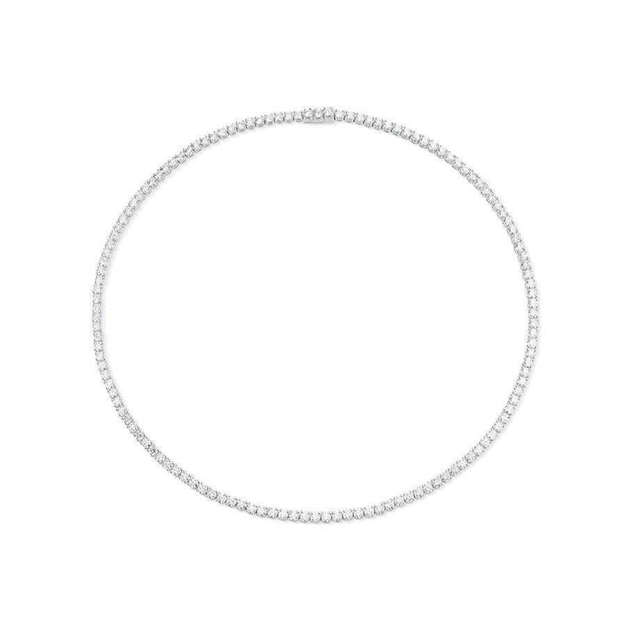 A classic and elegant everyday or occasional wear with same size diamonds all around, this Tennis Necklace is a timeless and versatile piece of jewelry. All our necklaces have two locks for added security.

Total Diamond Weight: 10.02 ct
No. of