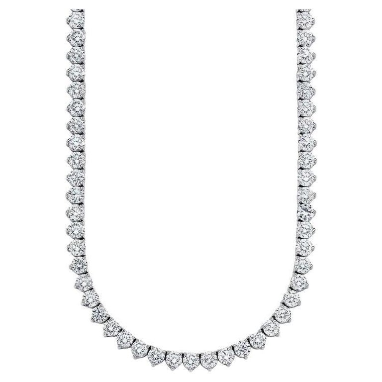 Beauvince Diamond Tennis Necklace 11.64 Ct GH VVSVS Diamonds in 18K