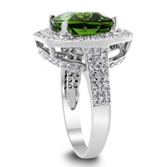 Beauvince Tourmaline Diamond Halo Cocktail Fashion Ring in White Gold