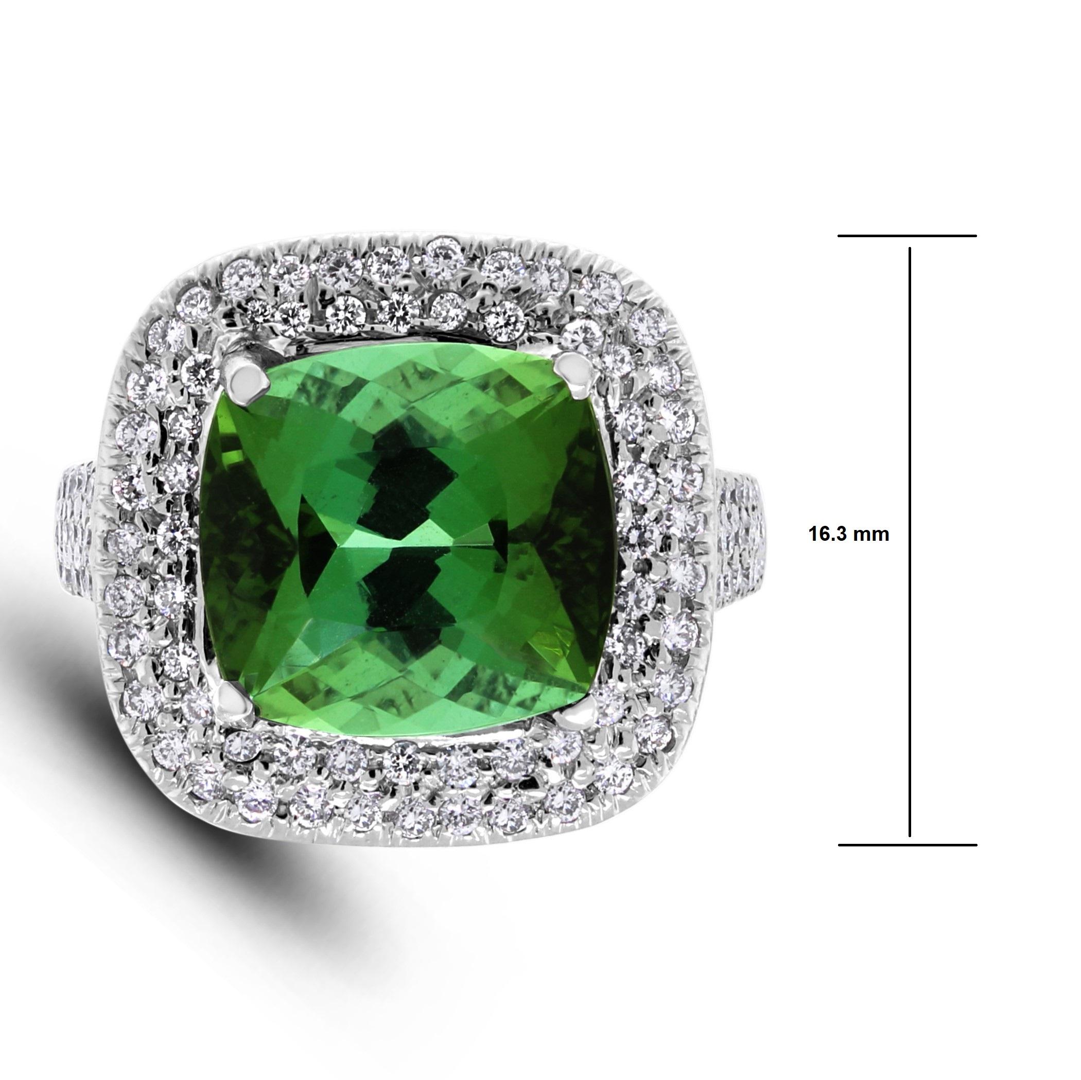 Quadrato Anello Beauvince Tourmaline Diamond Halo Cocktail Fashion Ring in oro bianco in vendita