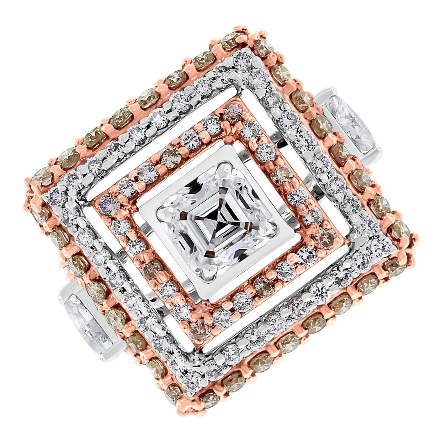 Beauvince Trina Geometric Halo Diamond Ring in Gold