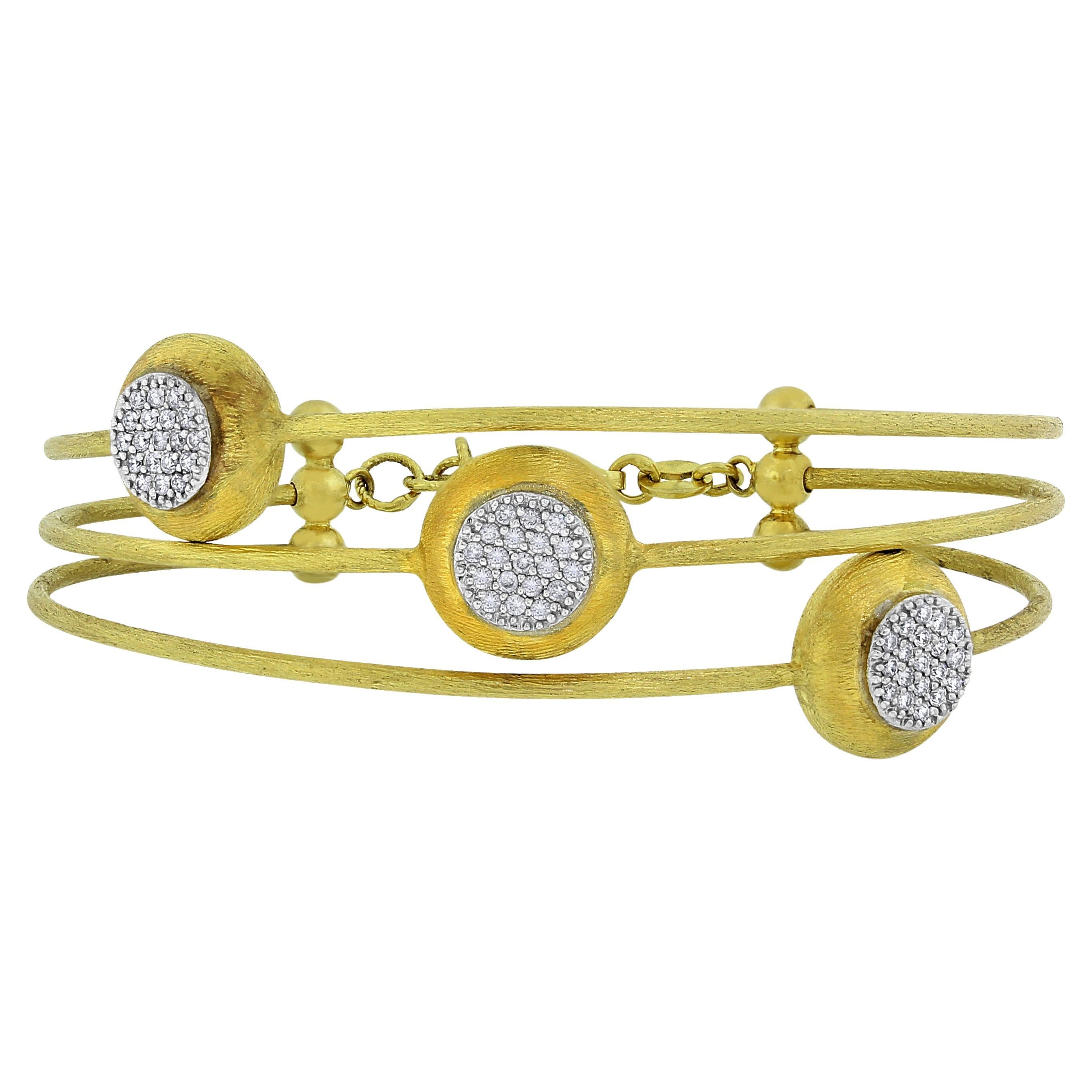 Bracelet jonc Trinity en or jaune avec diamants (0,43 carat)