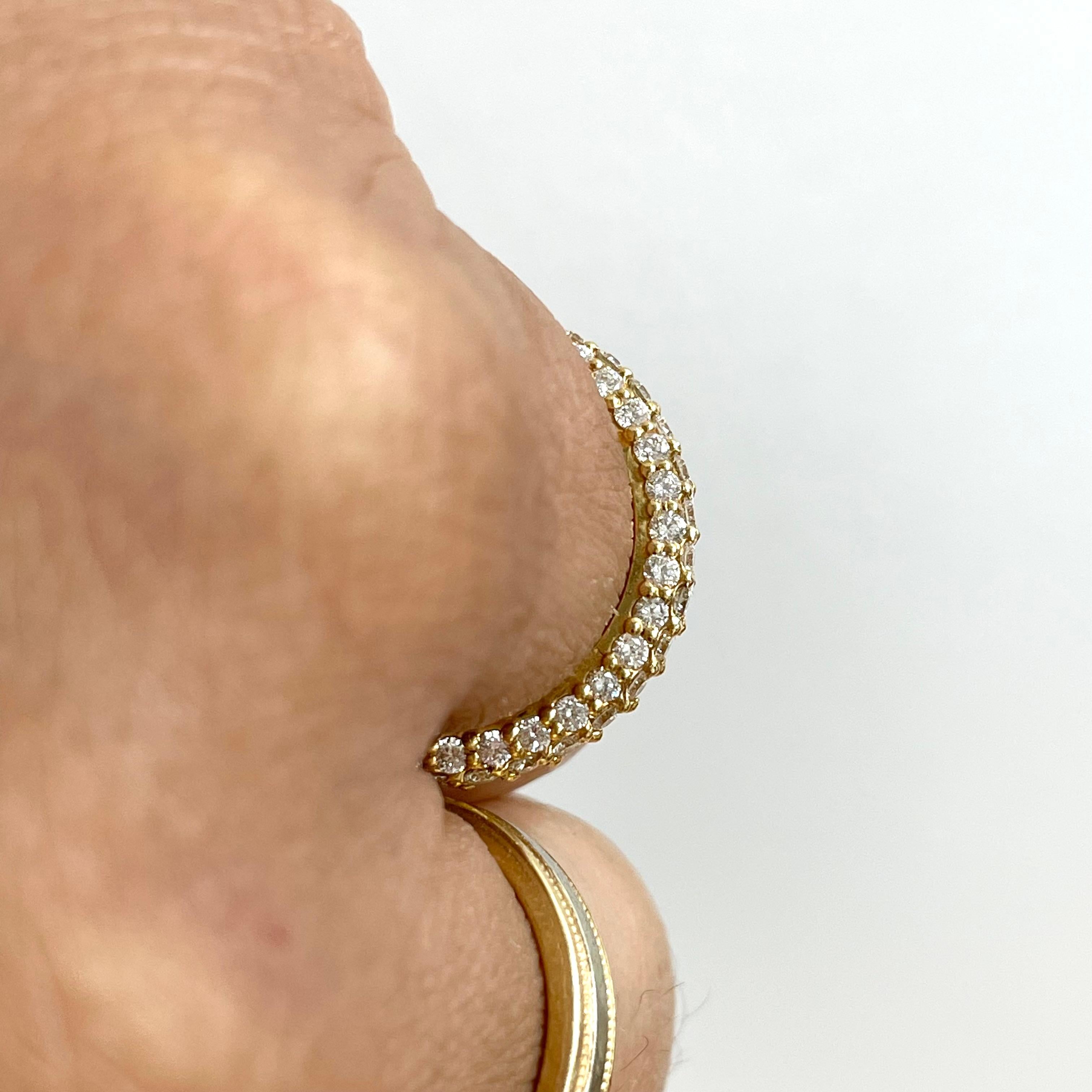 Beauvince Triple Row Almost Eternity Pave Ring '1.03 Ct Diamonds' in Yellow Gold In New Condition For Sale In New York, NY