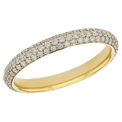 Beauvince Triple Row Almost Eternity Pave Ring '1.03 Ct Diamonds' in Yellow Gold